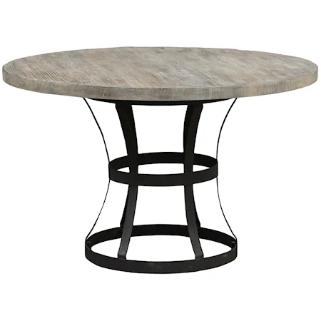 Round Single Pedestal Table with Metal Base