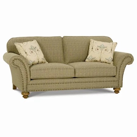 Sofa with Nailhead Trim & Exposed Wood Feet