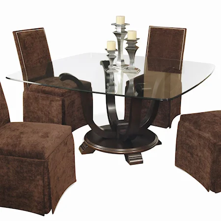 Pedestal Dining Table with Glass Top