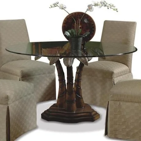 Round Glass Dining Table with Palm Tree Pedestal Base