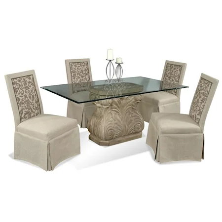5 Piece Dining Set with Pedestal Base Table