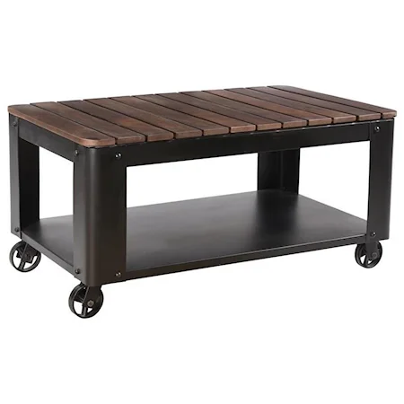 Industrial Cocktail Table with Casters