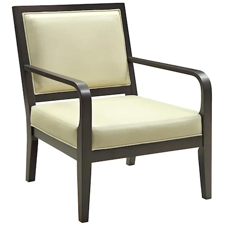 Contemporary Exposed Wood Accent Chair with Faux Leather Upholsterey