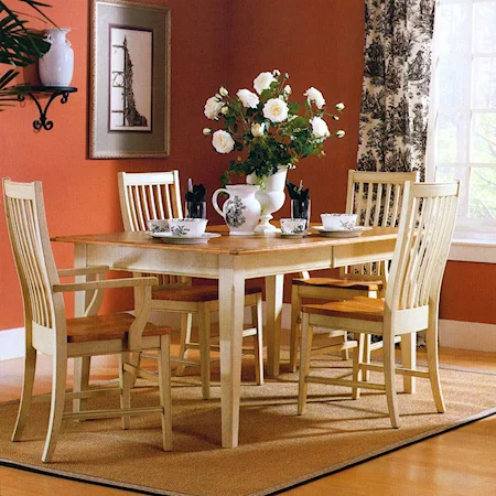 78" Rectangular Table and Four Slat Back Chairs