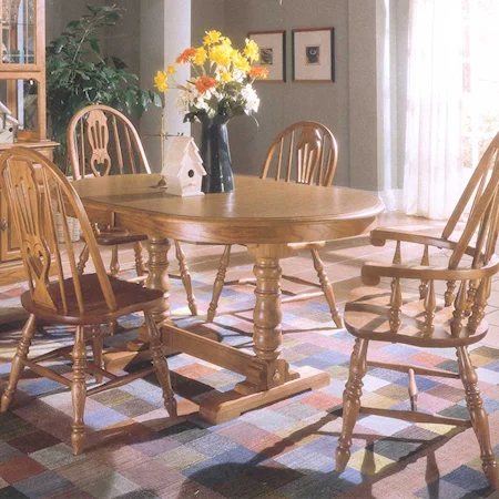 Laminate Top Oval Table with Sweetheart Bow Back Chairs