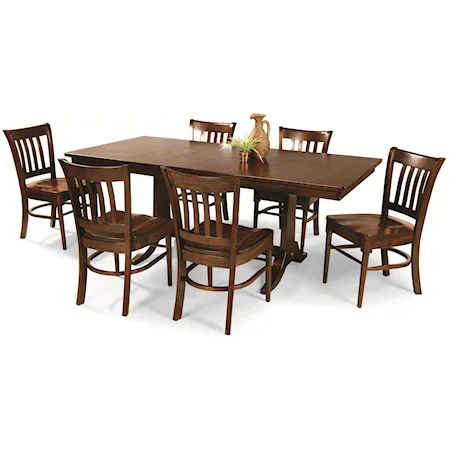 7-Piece Trestle Table Dining Group