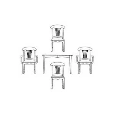 Rectangular Leg Table and Four Sheath Back Chairs