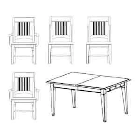 78" Rectangular Table and 4 Spindle Back Chairs