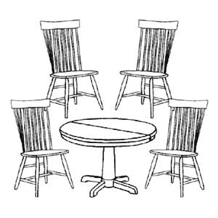 Round Pedestal Table and 4 Side Chairs