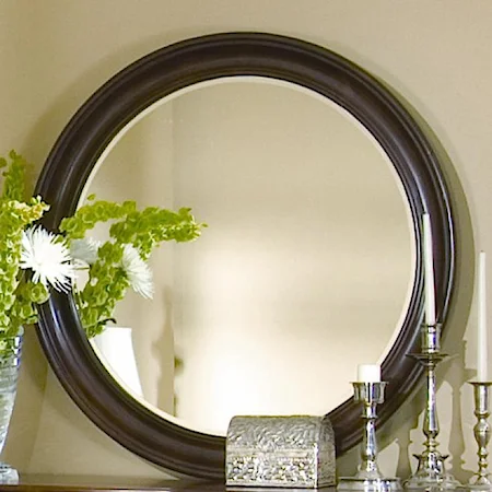 Round Wall Mirror with Wood Frame