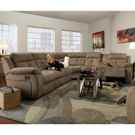 6 Seat Reclining Sectional Sofa with Casual Style