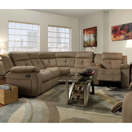 Power 5 Seat Reclining Sectional  with Casual Style