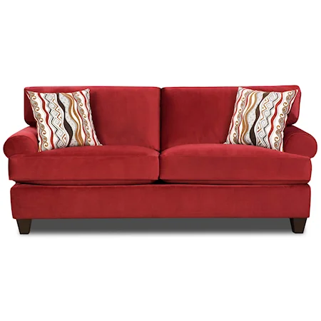 Roll Arm Sofa w/ Tapered Legs