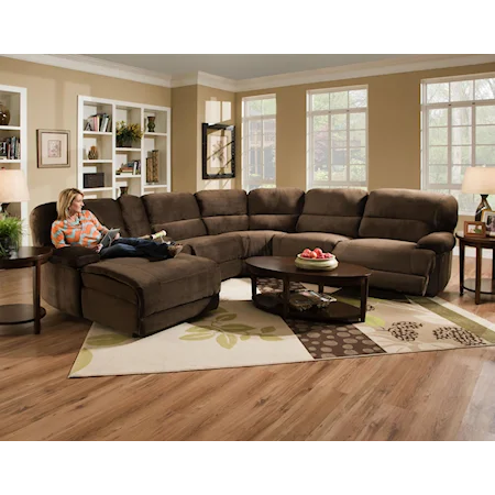 Power Reclining Sofa Sectional with Left Facing Power Reclining Chaise