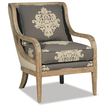Accent Chair with Exposed Wood Trim in Weathered Oak