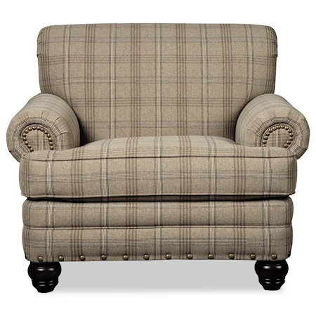 Traditional Chair with Rolled Arms and Nailhead Trim