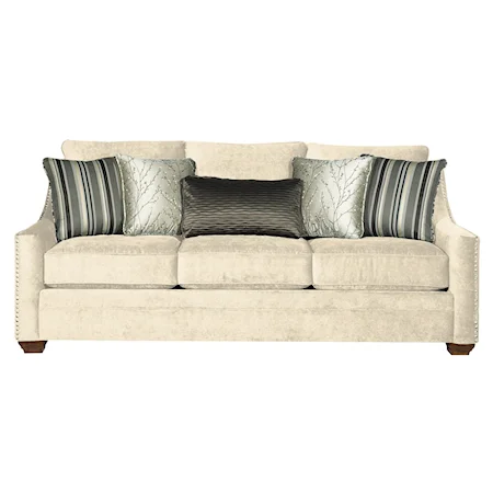 Casual Fabric Sofa with Track Arms and Nail Head Trim