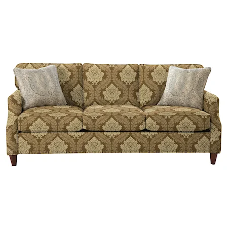Transitional Sofa with Flare Tapered Arms and Vintage Tack Nailheads