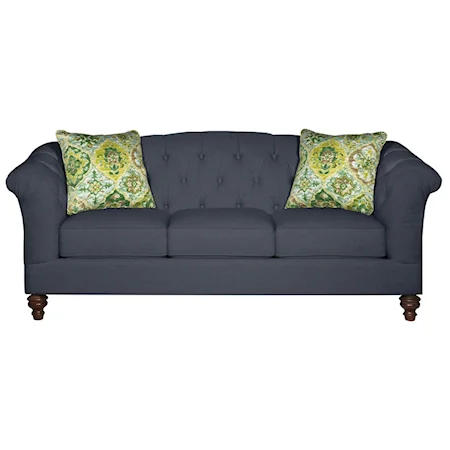 Button-Tufted Sofa with Flared and Pleated Arms