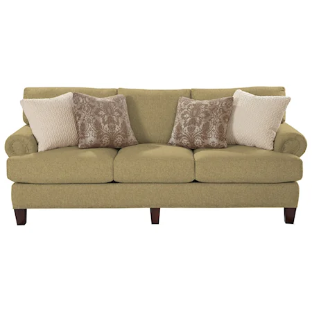 Transitional Sofa with Rolled Panel Arms