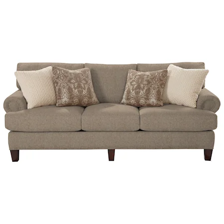Transitional Sofa with Rolled Panel Arms