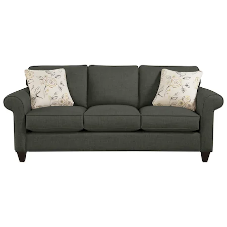 Transitional Sleeper Sofa with Sock-Rolled Arms and Memoryfoam Mattress