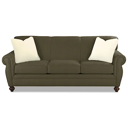Traditional Memory Foam Sleeper Sofa with Rolled Arms and Rolled Back