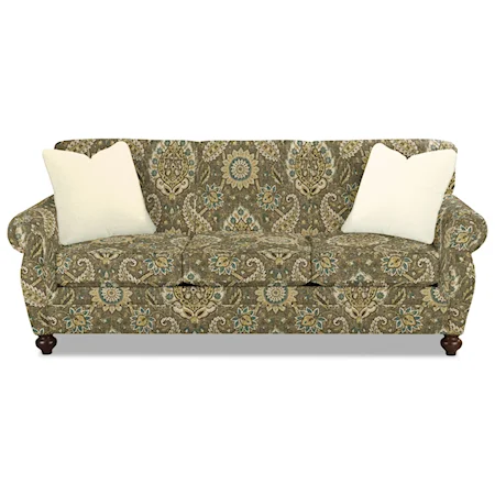 Traditional Memory Foam Sleeper Sofa with Rolled Arms and Rolled Back