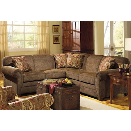 Right Facing Sectional Sofa with Rolled Arms