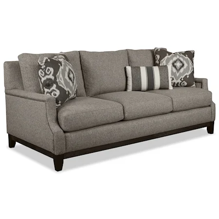Transitional Sofa with Scooped Arms and Brass Nails