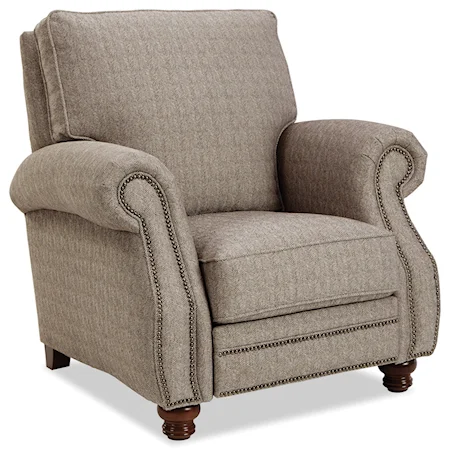 Traditional Push Back Reclining Chair with Nailhead Studs