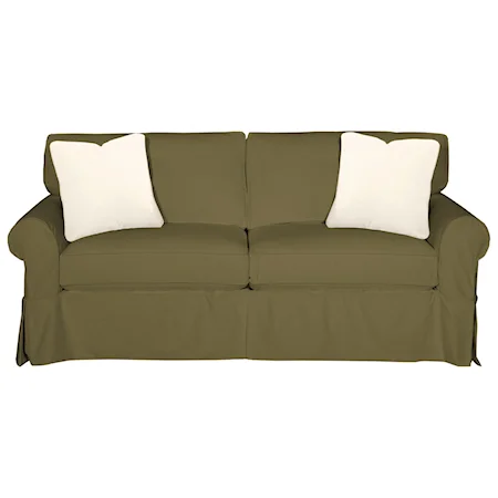 Cottage Style Slipcover Sleeper Sofa with Skirted Base and Innerspring Mattress