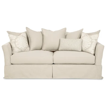 Skirted 2 Seat Sofa with Slipcover and Pillow Back