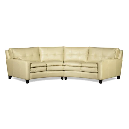Contemporary Leather Conversation Sectional with Decorative Topstitching
