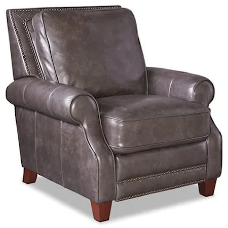 Transitional Leather High Leg Reclining Chair with Nailheads