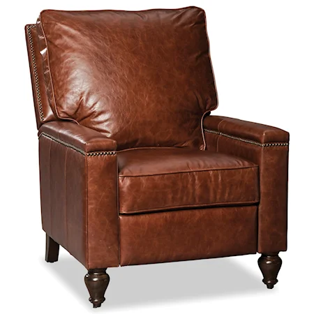 Traditional Leather Push Back Recliner with Nailheads