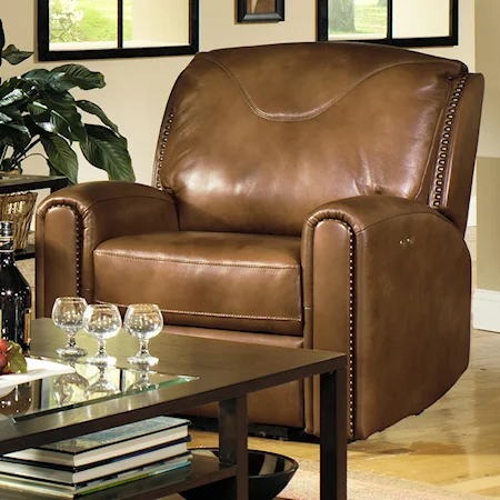 Casual Power Motion Recliner with Nailhead Trim