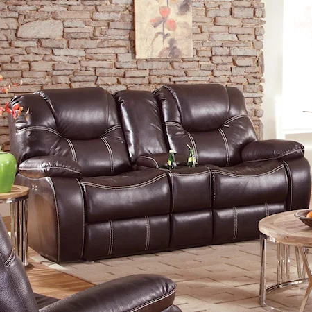 Casual Power Reclining Loveseat with Bucket Seats and Cupholder Console