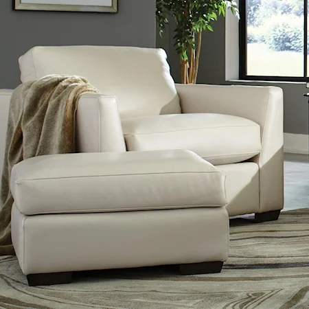 Contemporary Leather Chair & Ottoman Set