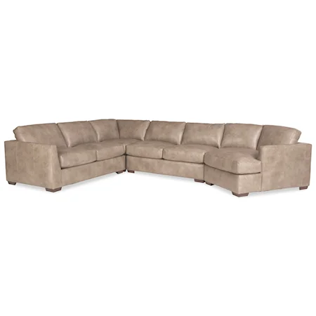 Contemporary 5-Seat Leather Sectional Sofa with RAF Cuddler