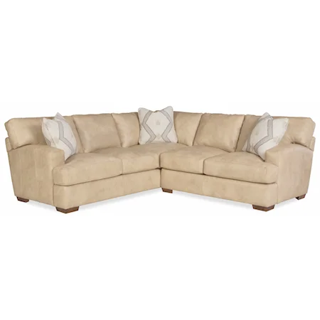 Casual Contemporary 2-Piece Leather Sectional w/ Pillows