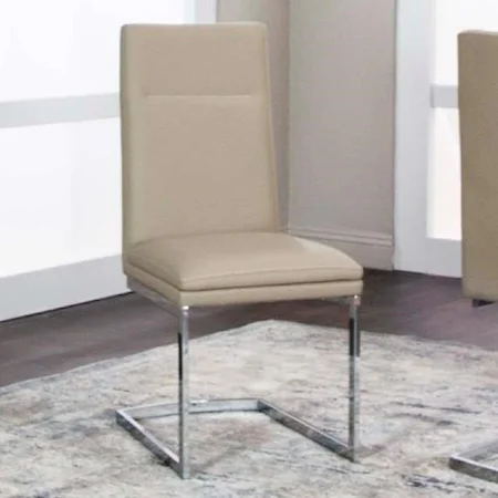 Contemporary Khaki Polyurethane/Chrome Side Chair
