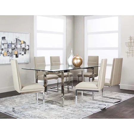 7-Piece Dining Set with Glass Top Table