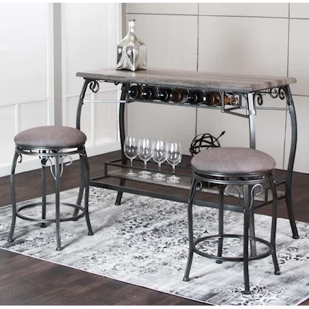 3 Piece Counter Height Bar Table and Stool Set