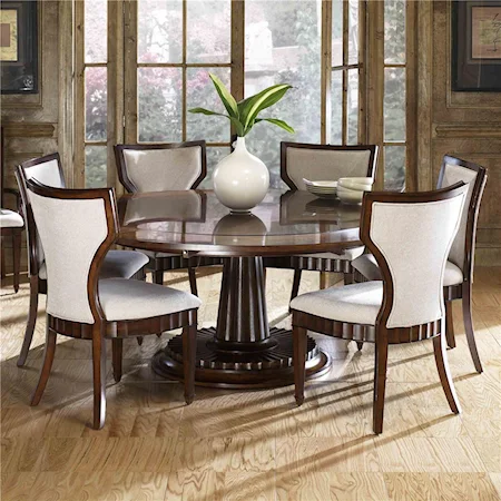 Seven Piece Dining Set with Upholstered Chairs