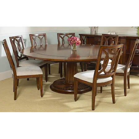 Eight Piece Dining Set with Interlocked Oval Side Chairs