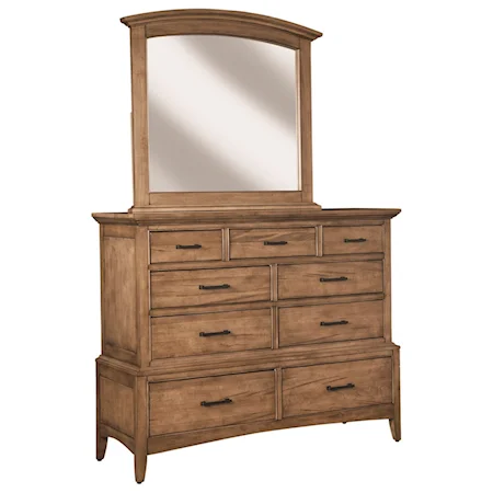 9 Drawer Media Dresser and Mirror Combo