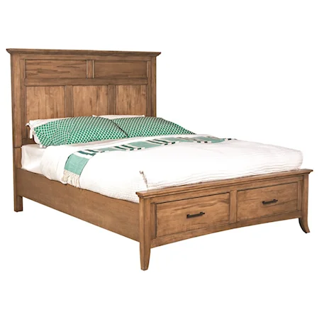 Queen Storage Panel Bed in Dry Wheat Finish