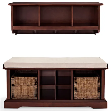 2 PC Entryway Bench and Shelf Set