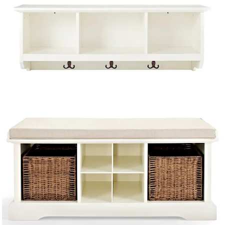 2 PC Entryway Bench and Shelf Set